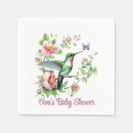 Servilleta De Papel Chica Cute Hummingbird y Butterfly Baby Shower