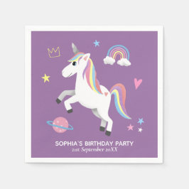Servilleta De Papel Chica Cute mágico morado niños unicornio Cumpleaño