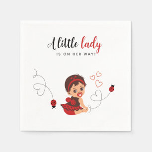 Servilleta De Papel Chica Cute Mariquita Negra Roja Baby Shower