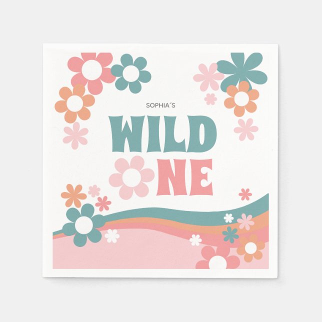 Servilleta De Papel Chica Cute Personalizado Wild One Fiesta (Anverso)