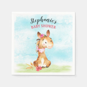Servilleta De Papel Chica de acuarela Caballo Baby Shower Farm