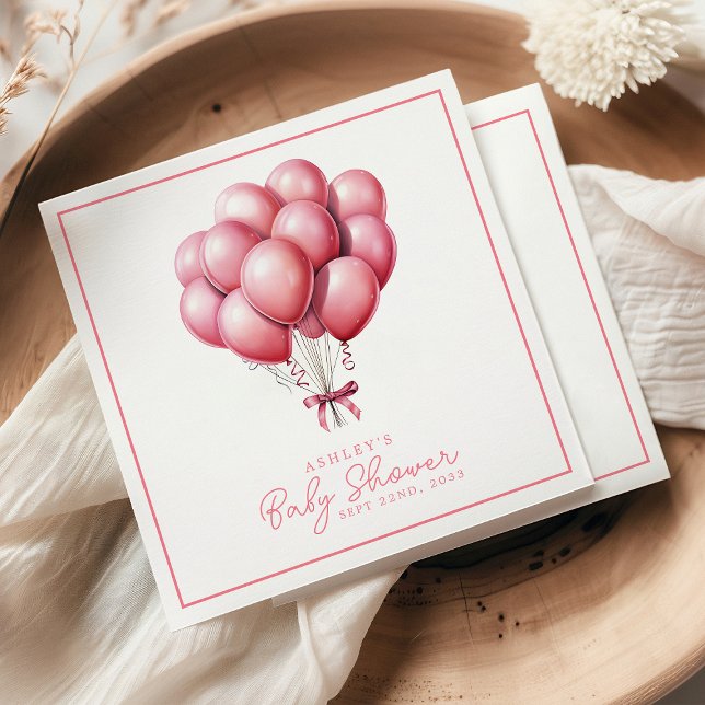 Servilleta De Papel Chica de acuarela de globos rosados Baby Shower (Subido por el creador)