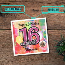 chica de acuarela Dulce 16 Fiesta Personalizado