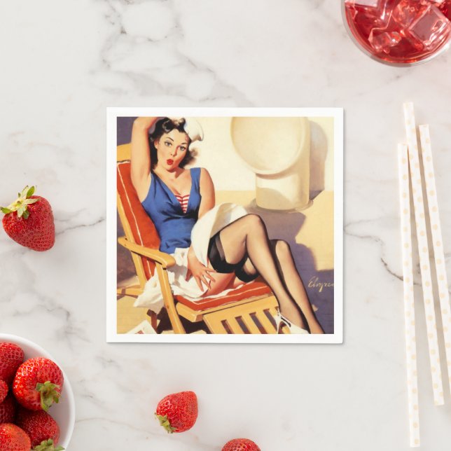 Servilleta De Papel Chica de anclaje retro de barco de crucero Elvgren (In situ)