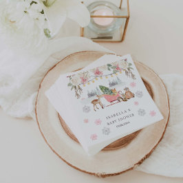 Servilleta De Papel Chica de Animales de Woodland Rosa de Invierno Bab