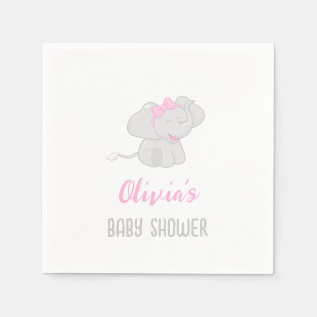 Servilleta De Papel Chica de Baby Shower Cute Elephant (Anverso)
