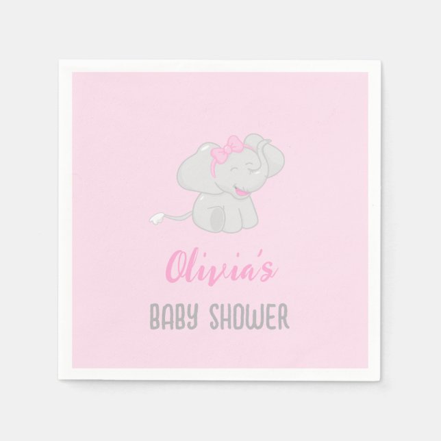 Servilleta De Papel Chica de Baby Shower Cute Elephant (Anverso)