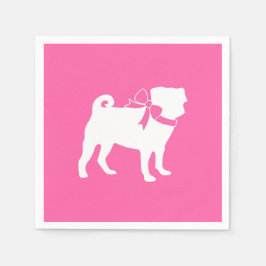 Servilleta De Papel Chica de Baby Shower pug Dog Pink with Bow