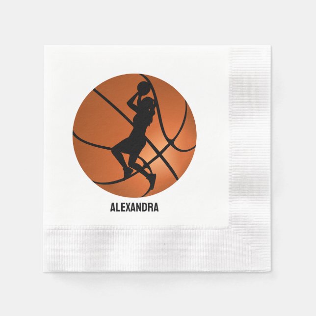 Servilleta De Papel Chica de Baloncesto, Chica de Baloncesto Cumpleaño (Anverso)