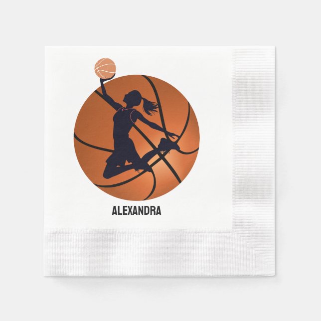 Servilleta De Papel Chica de Baloncesto, Chica de Baloncesto Cumpleaño (Anverso)