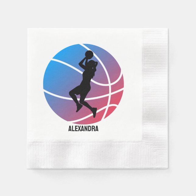 Servilleta De Papel Chica de Baloncesto, Chica de Baloncesto Cumpleaño (Anverso)