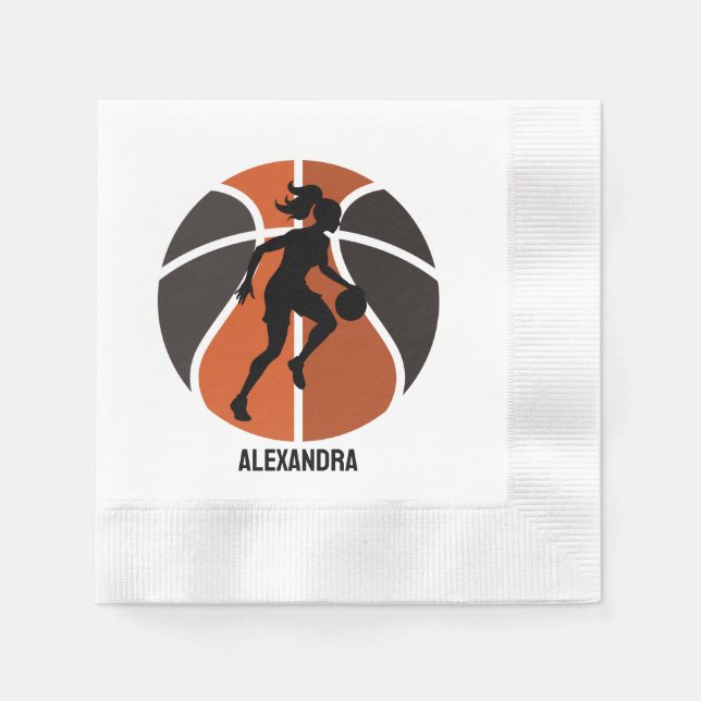 Servilleta De Papel Chica de Baloncesto, Chica de Baloncesto Cumpleaño (Anverso)