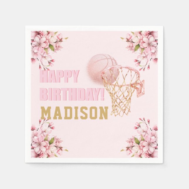 Servilleta De Papel Chica de baloncesto Cumpleaños Personalizado (Anverso)