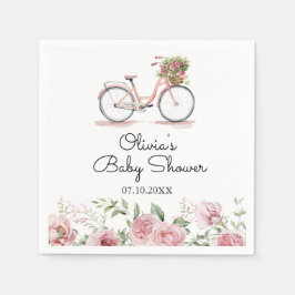 Servilleta De Papel Chica de bicicleta rosa cúpula Baby Shower