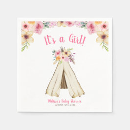 Servilleta De Papel Chica de Boho Floral Tribal Teepee Baby Shower