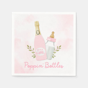 Servilleta De Papel Chica de Botellas Pink Poppin Baby Shower