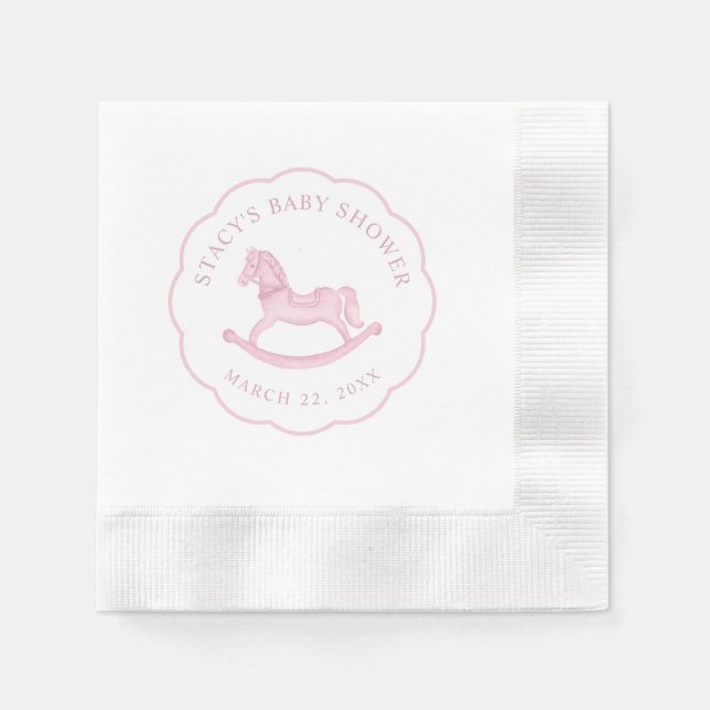 Servilleta De Papel Chica de caballos rosados Baby Shower Napkins (Anverso)
