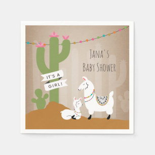 Servilleta De Papel Chica de Cactus del desierto de Llama Baby Shower