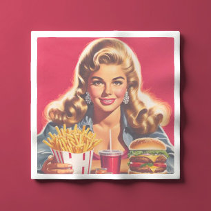Servilleta De Papel Chica de cartel de comida rápida vintage