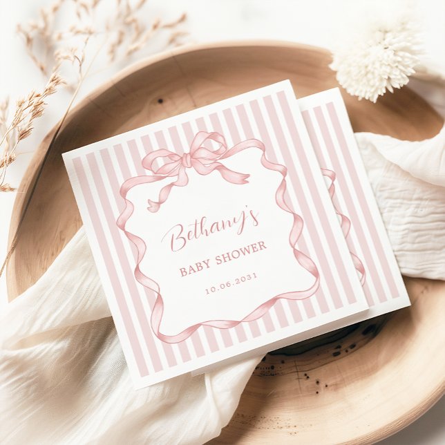 Servilleta De Papel Chica de cinta Rubor Bow Whimsical Pink Baby Showe (Subido por el creador)