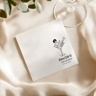 Servilleta De Papel Chica de cóctel divertida dibujada a mano Cumpleañ