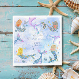 Servilleta De Papel Chica de color de agua de sirena de gatito de cria