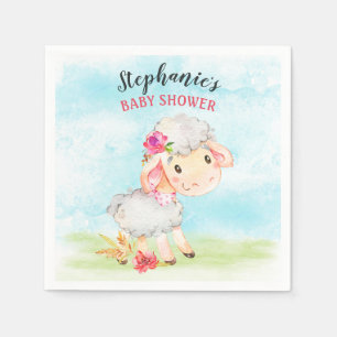 Servilleta De Papel Chica de color de agua Oveja Baby Shower Farm