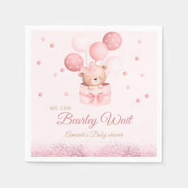 Servilleta De Papel Chica de color de agua rosa Boho Teddy Bear Baby S
