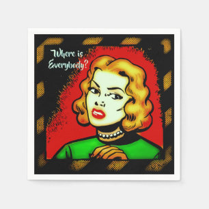 Servilleta De Papel Chica De Cómics Retro - ¿Dónde Están Todos?