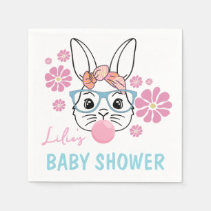 Servilleta De Papel Chica de conejo floral rosa Baby Shower personaliz