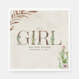 Servilleta De Papel Chica de cuero de Cactus Floral Baby Shower