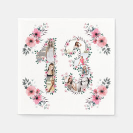 Servilleta De Papel chica de cumpleaños 13 Collage de fotos de flores 