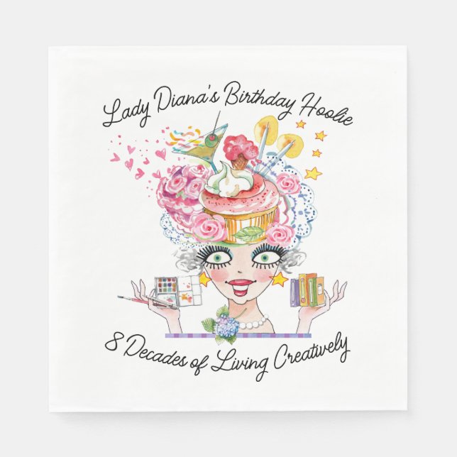Servilleta De Papel Chica de Cumpleaños con Arte y Libros (Anverso)