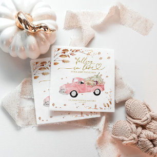 Servilleta De Papel Chica de Cumpleaños en Camioneta Rosa de Otoño par