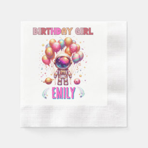 Servilleta De Papel Chica de cumpleaños en el espacio exterior