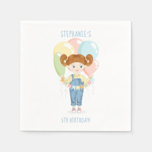 Servilleta De Papel Chica de cumpleaños en Overalls Redhead