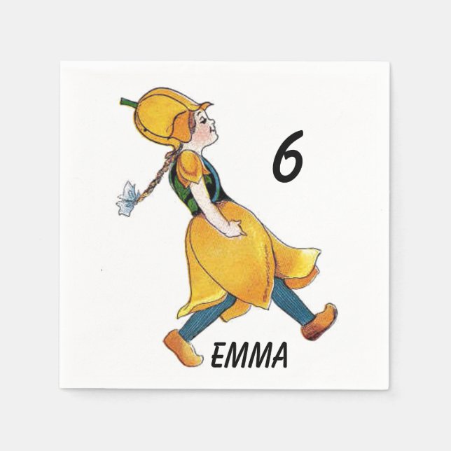 Servilleta De Papel Chica de cumpleaños florido tulipán amarillo con f (Anverso)