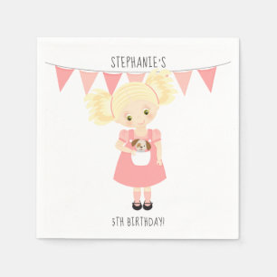 Servilleta De Papel Chica de cumpleaños rubia y cachorro