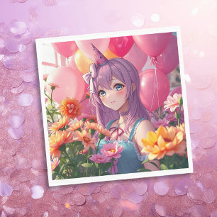 Servilleta De Papel Chica de cumpleaños temática de Anime
