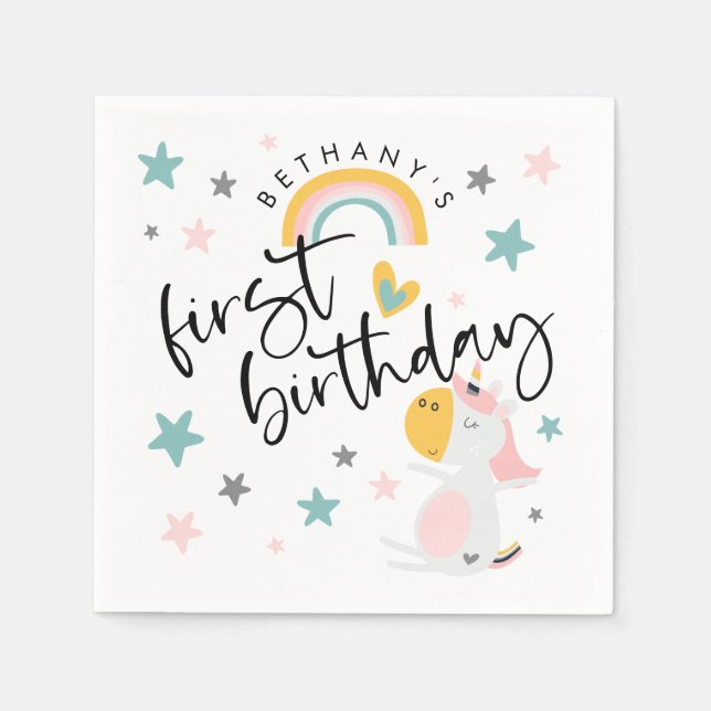 Servilleta De Papel Chica de Cute Unicornio (Anverso)
