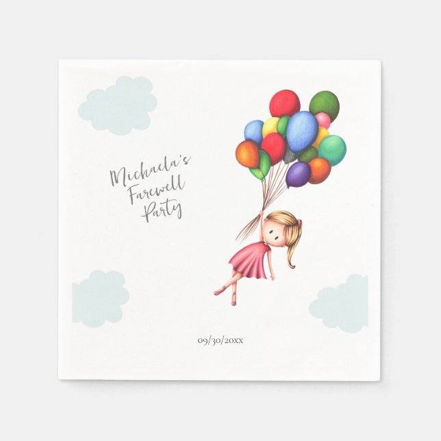 Servilleta De Papel Chica de despedida con jubilación de globos (Anverso)