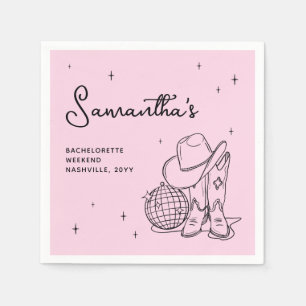 Servilleta De Papel Chica de Despedida de Soltera Rosa Disco Country V