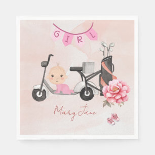 Servilleta De Papel Chica de ducha de bebé de golf tema rosa