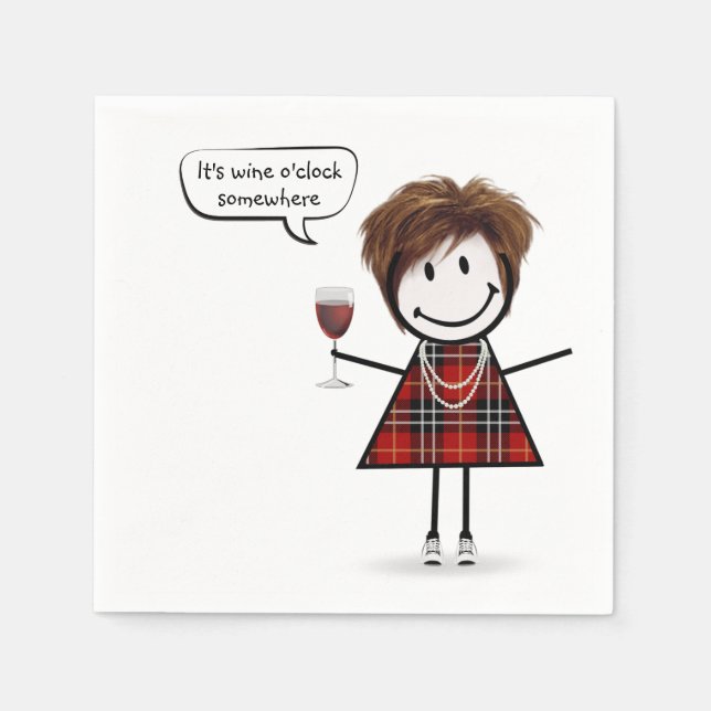Servilleta De Papel Chica de fiesta con vino tinto  (Anverso)