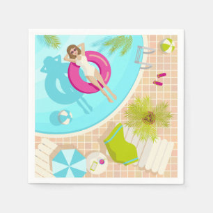 Servilleta De Papel Chica de fiesta en la piscina con bikini en la pla