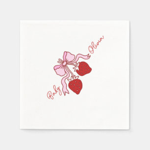 Servilleta De Papel Chica de fresa con lazo rosa Baby Shower