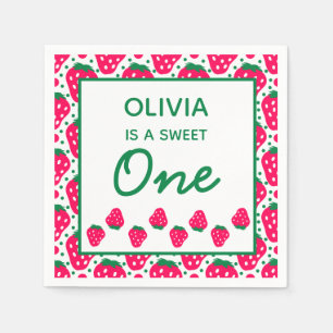 Servilleta De Papel Chica de fresa Primer Fiesta de cumpleaños