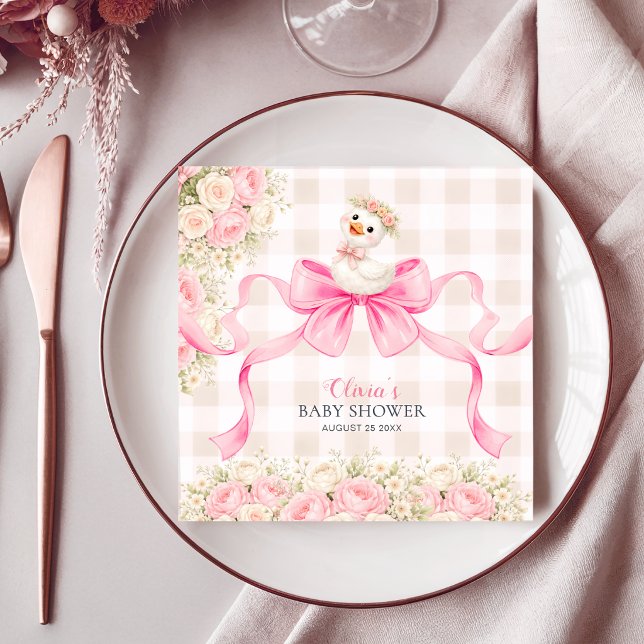 Servilleta De Papel Chica de ganso con lazo de gingham rosa Fiesta de  (Subido por el creador)