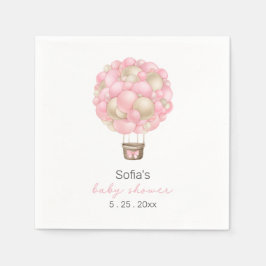 Servilleta De Papel Chica de globo aerostático rosa Baby Shower