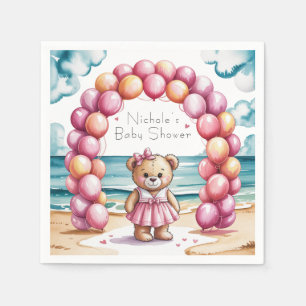Servilleta De Papel Chica de globo de oseo Teddy en la playa Baby Show